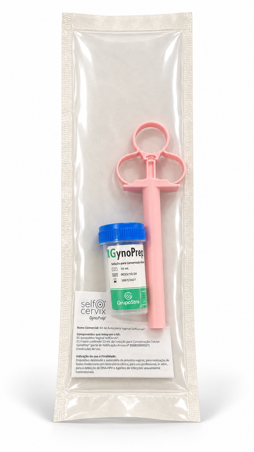 Apresentação atual do kit de autocoleta vaginal SelfCervix®